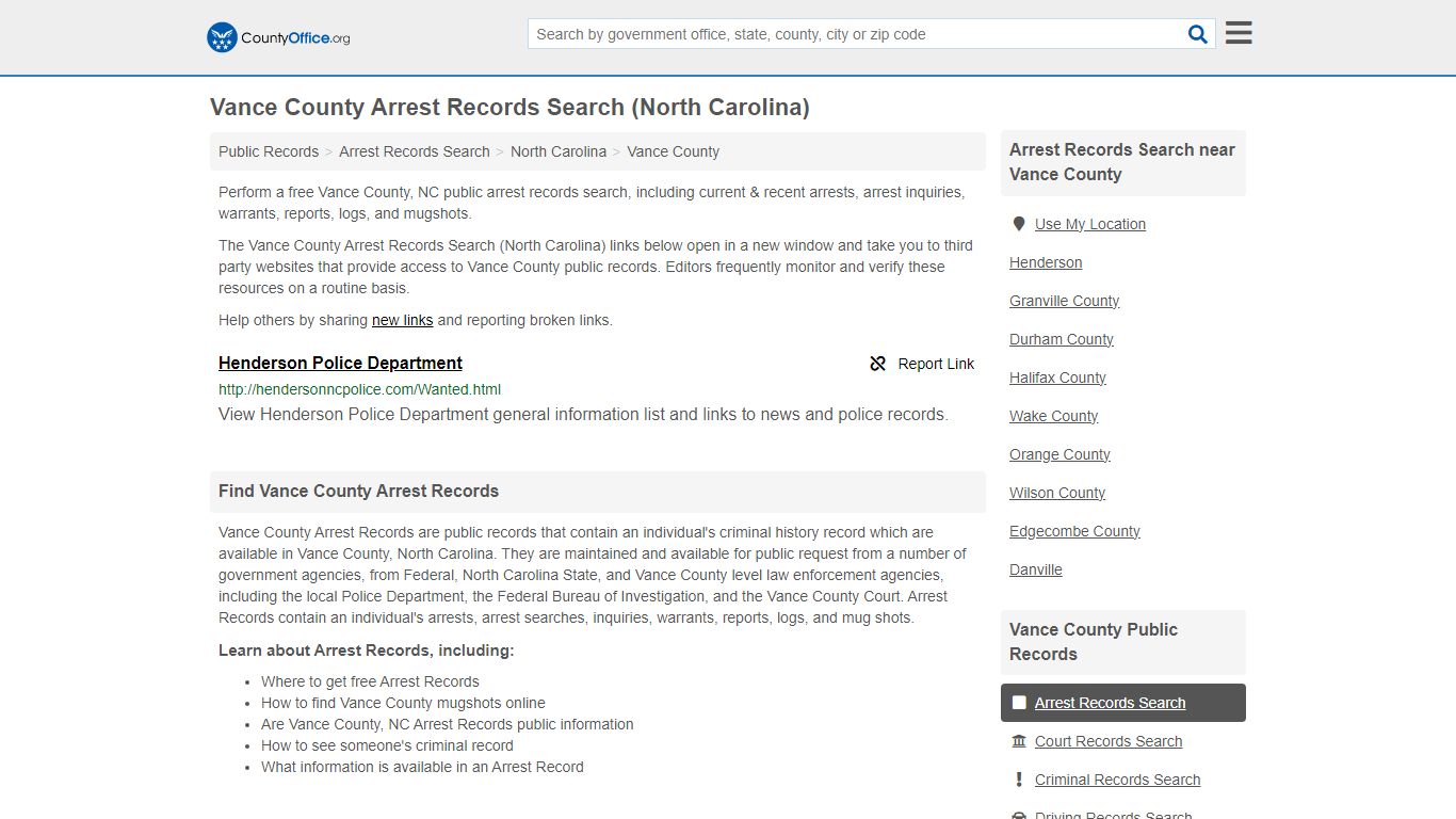 Arrest Records Search - Vance County, NC (Arrests & Mugshots)